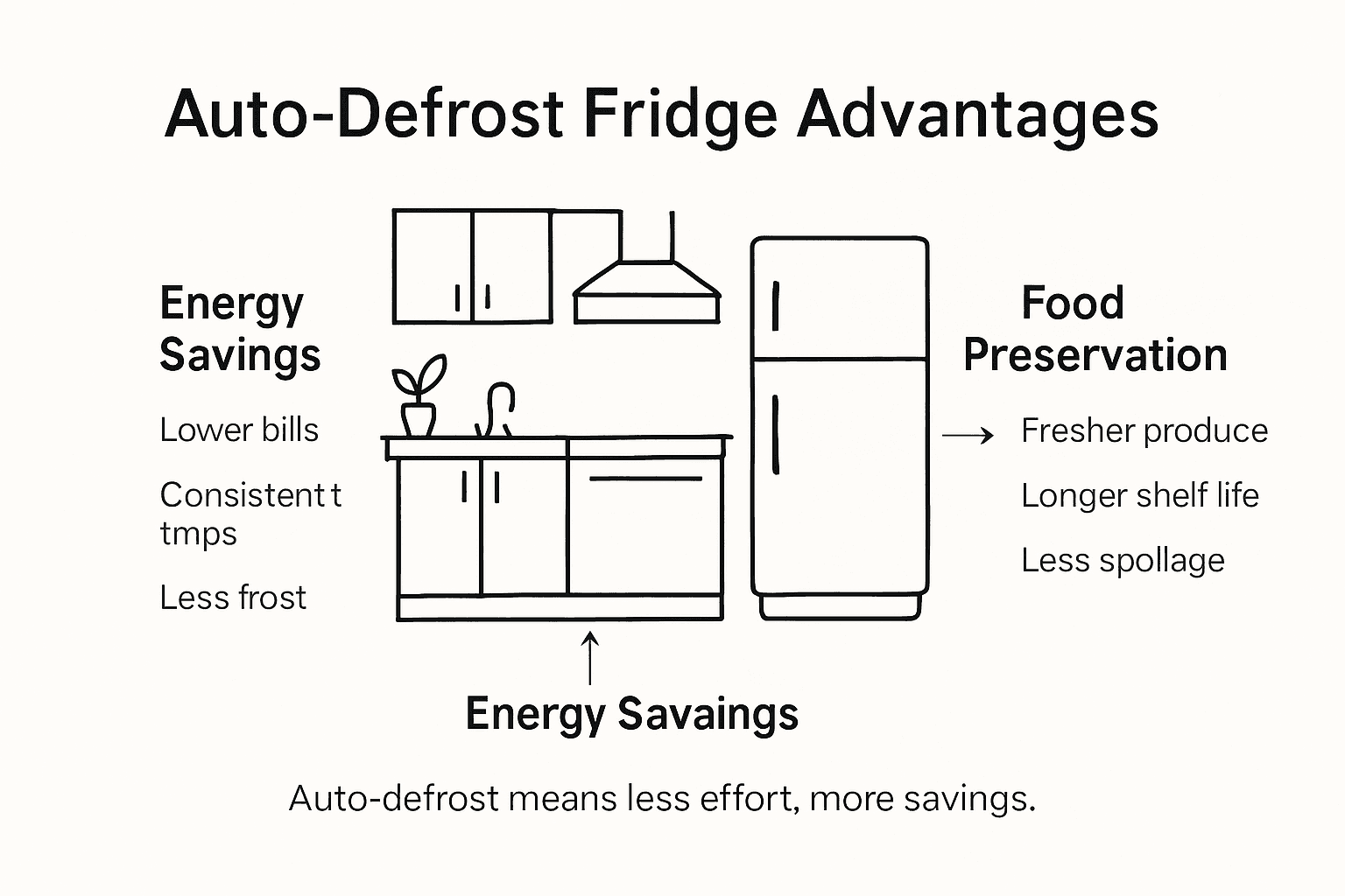 Infographic of fridge benefits: energy and preservation