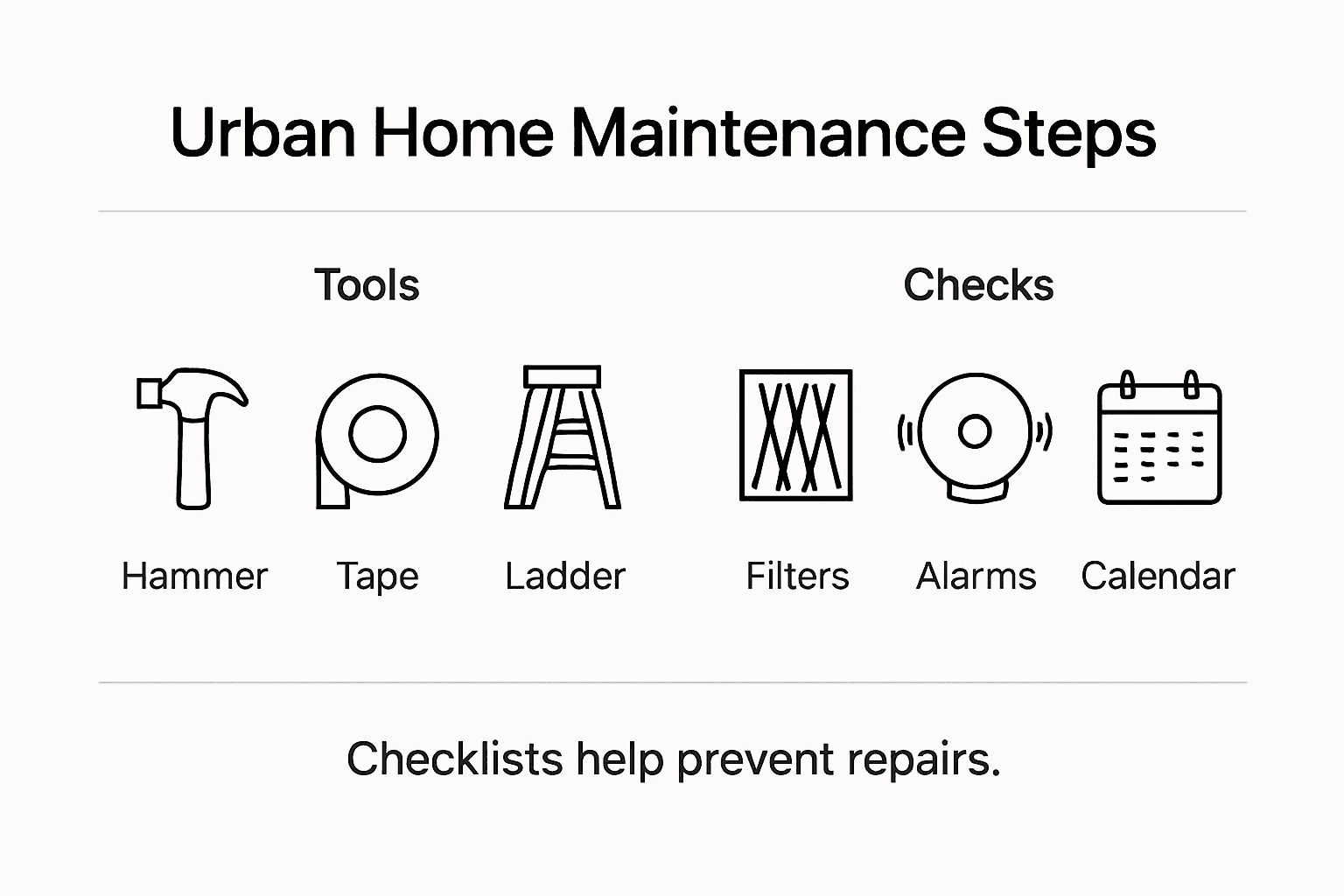Infographic showing key urban home maintenance steps