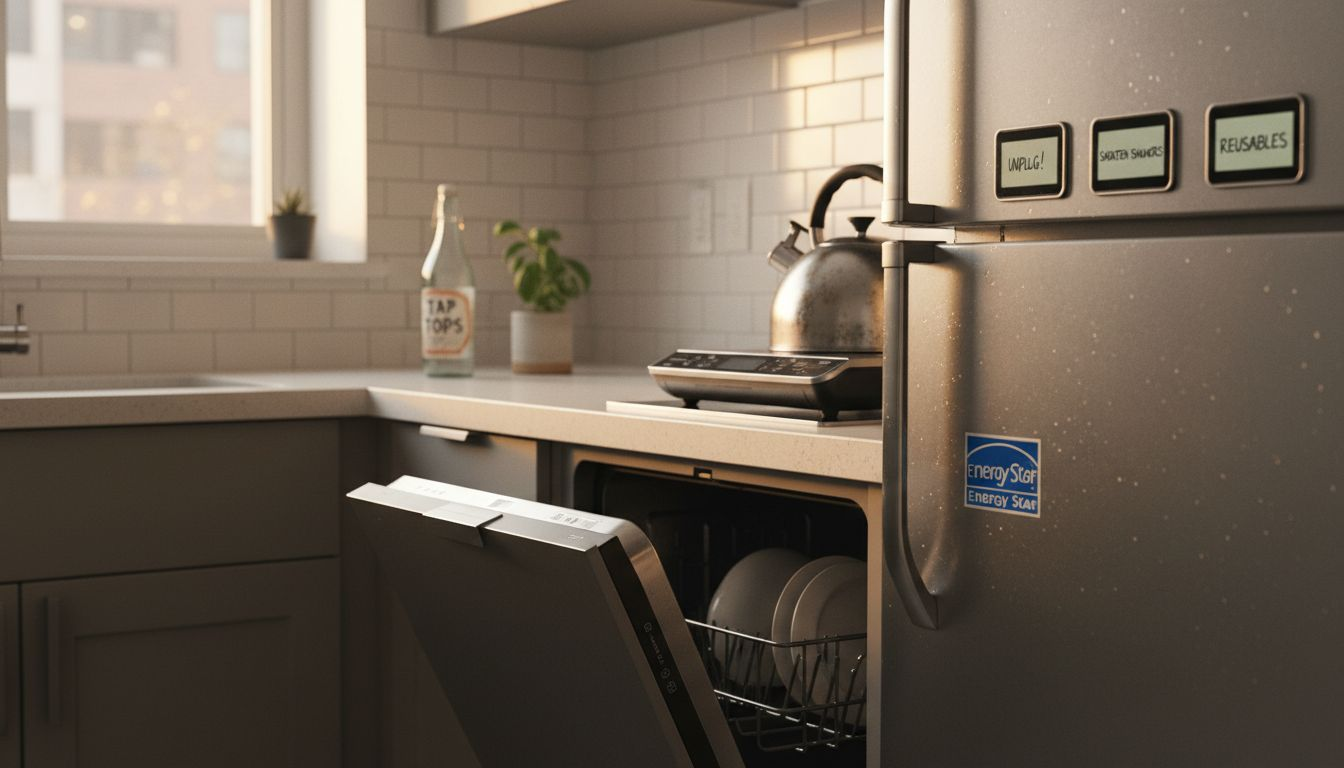 Efficient appliances in small urban kitchen