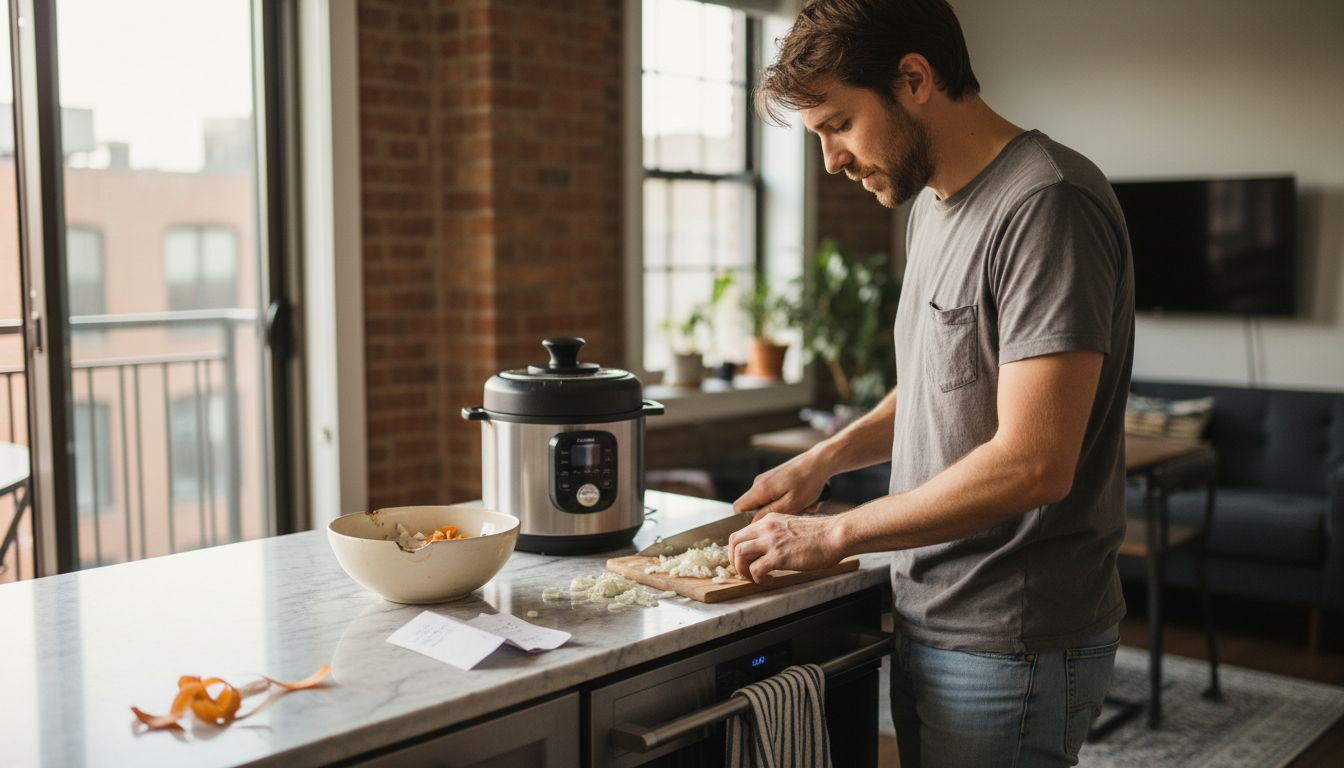 Urban kitchen multitasking gadgets in use