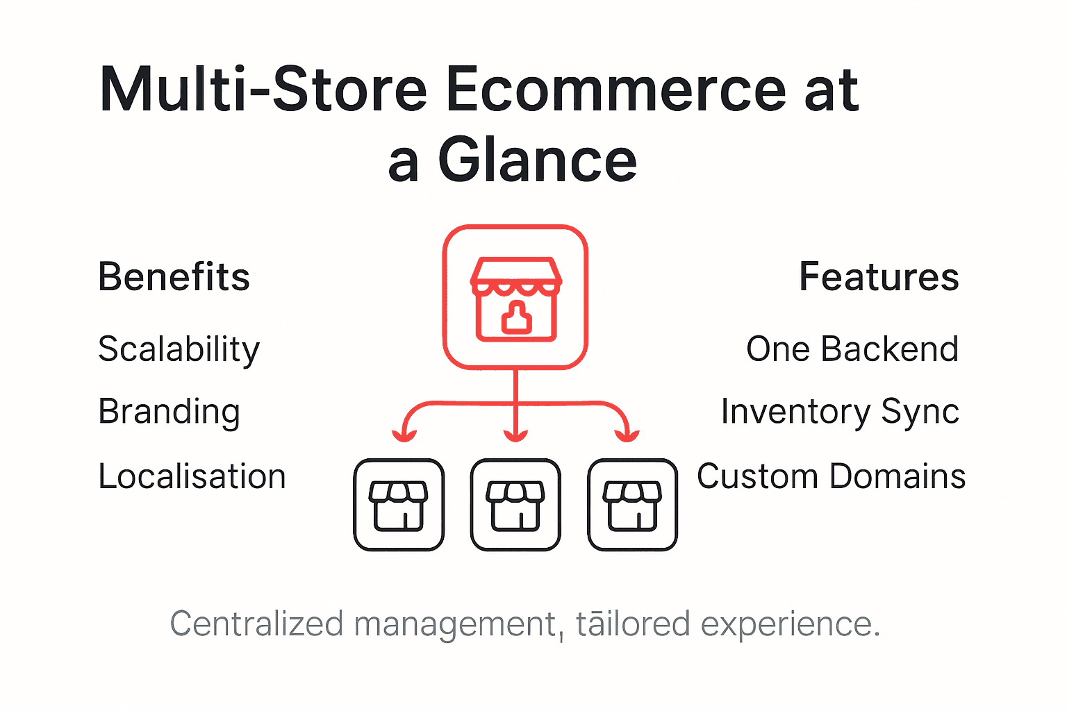 Infographic showing multi-store ecommerce overview