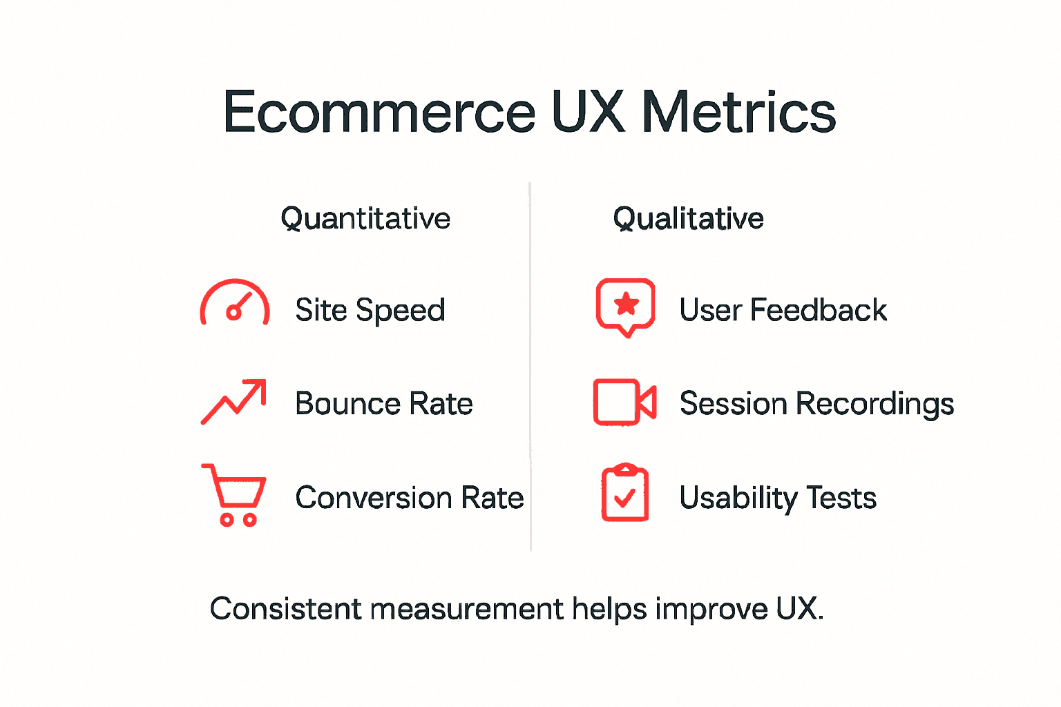 Infographic showing ecommerce UX measurement overview