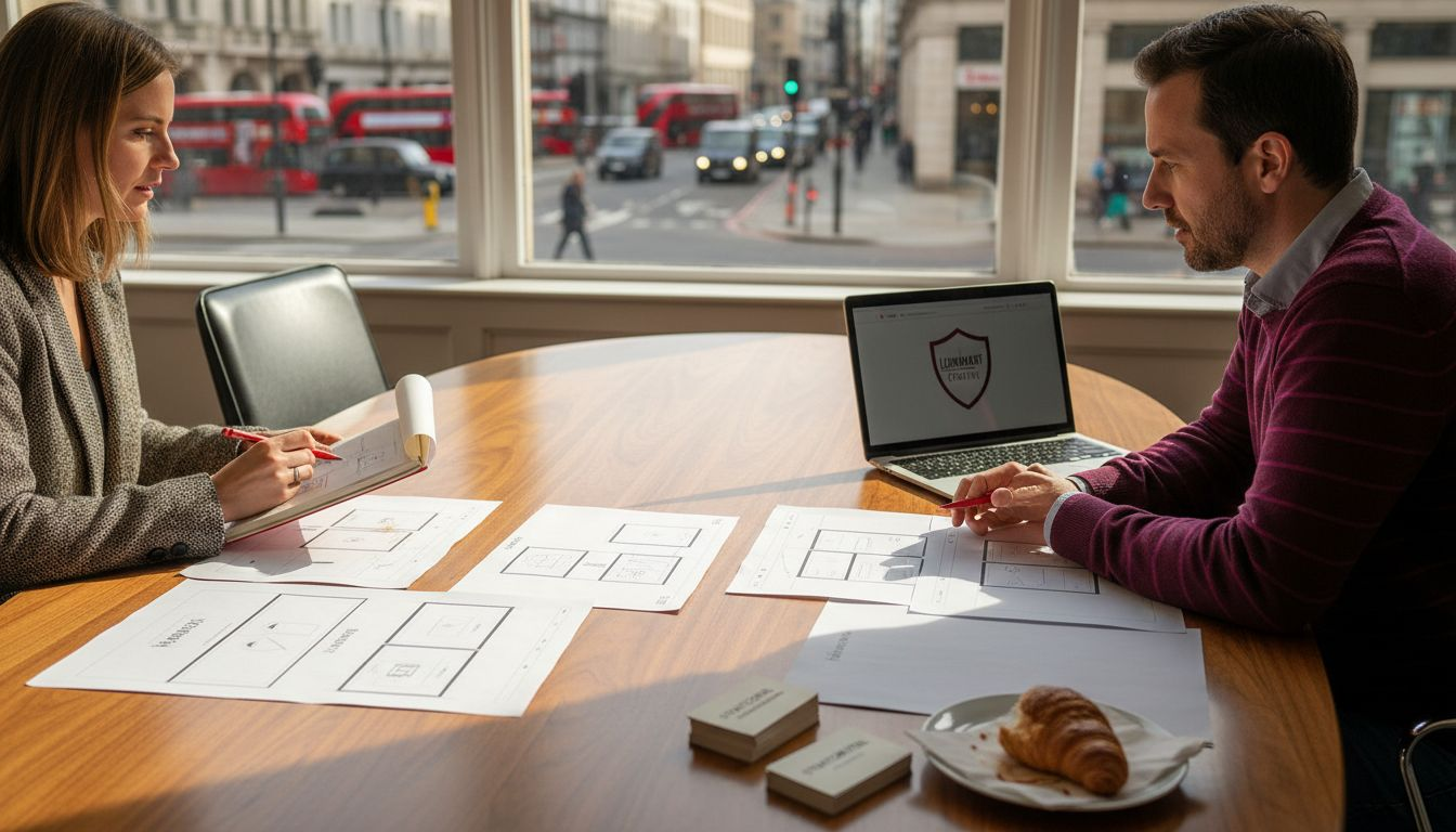 Agency team reviewing ecommerce wireframes together