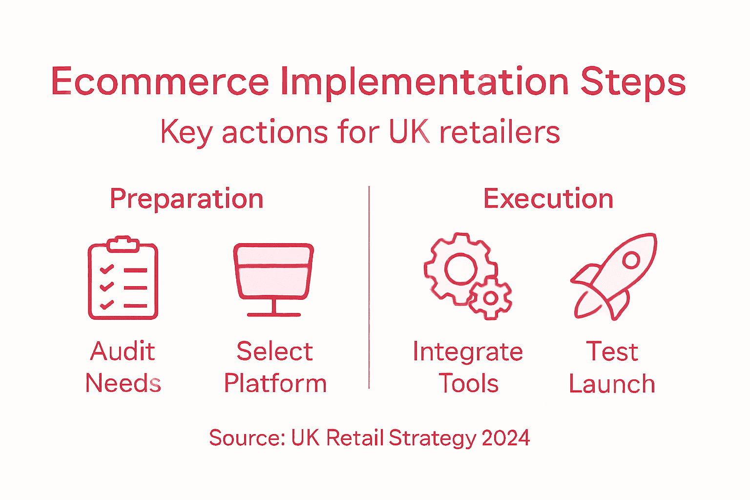 Infographic of key UK ecommerce implementation steps