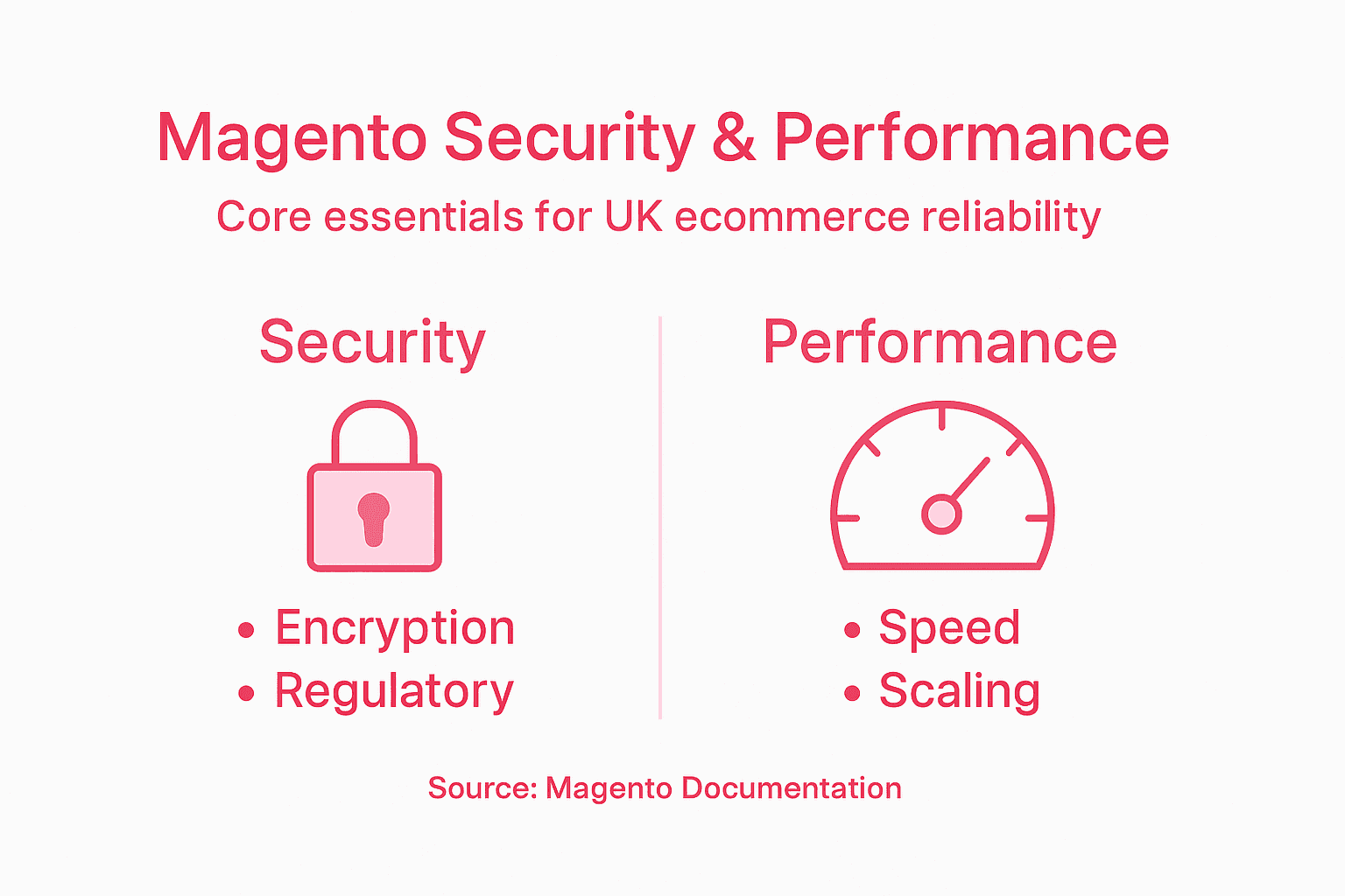 Infographic showing Magento security and performance