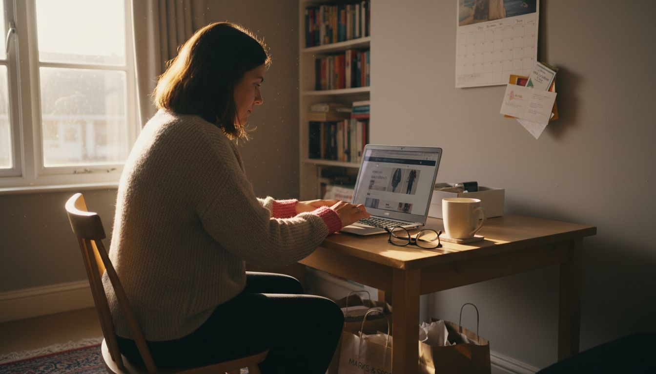 Customer browsing ecommerce website at home