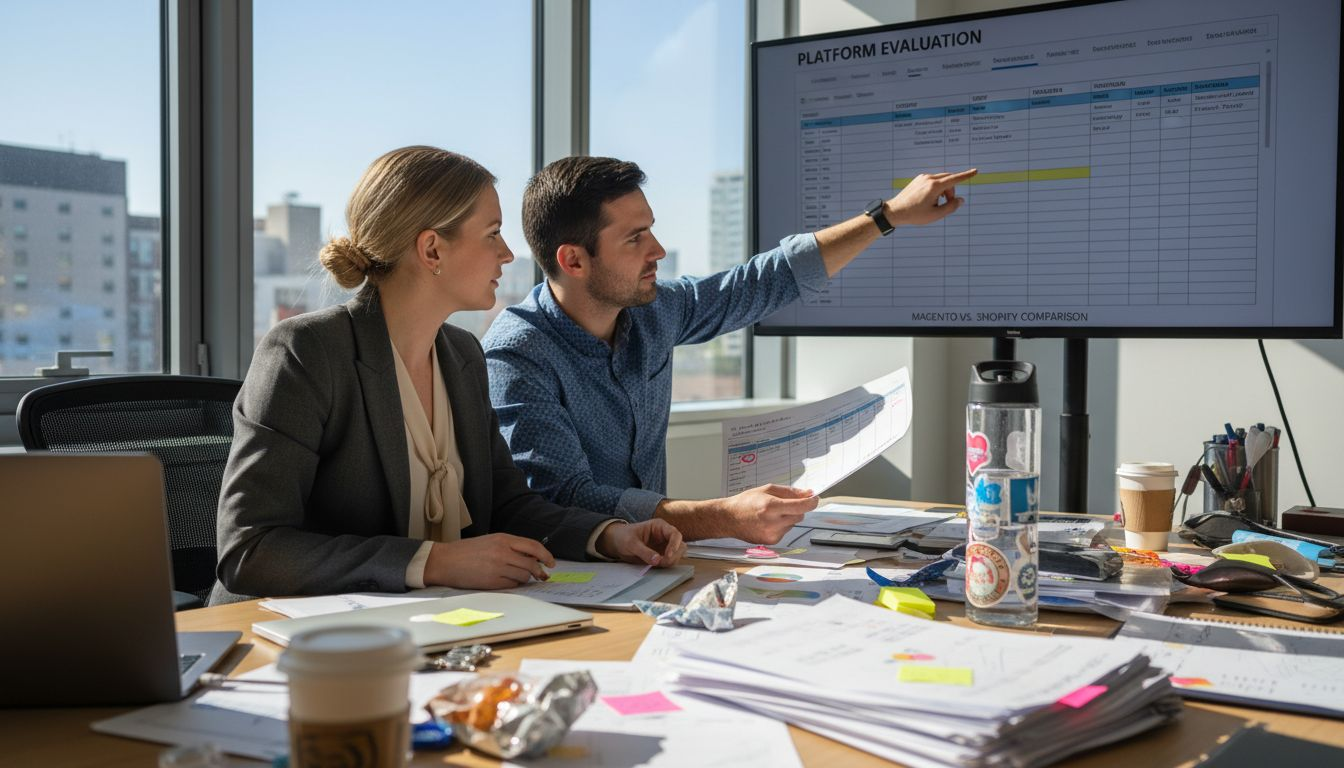 Analysts comparing ecommerce platforms
