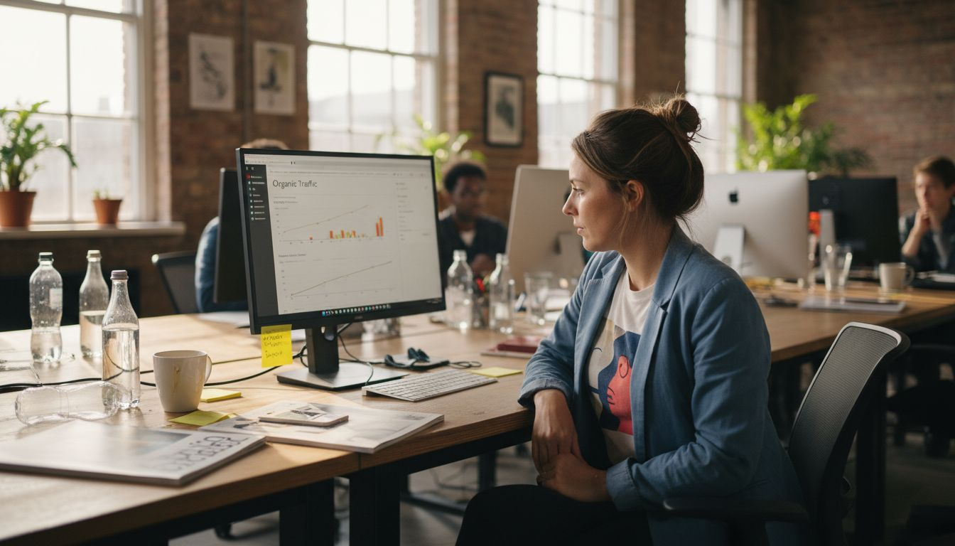 Ecommerce manager reviewing SEO analytics
