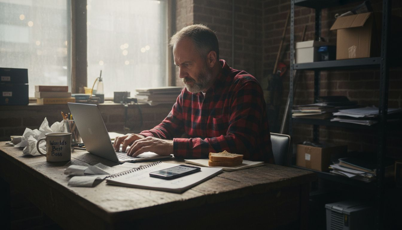 Shop owner updating website for SEO