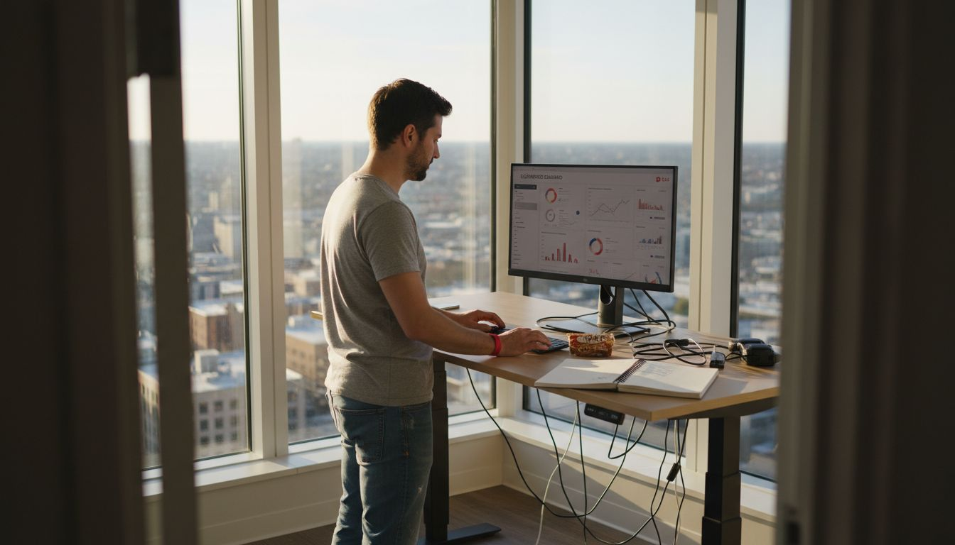 Man setting up SaaS ecommerce in office