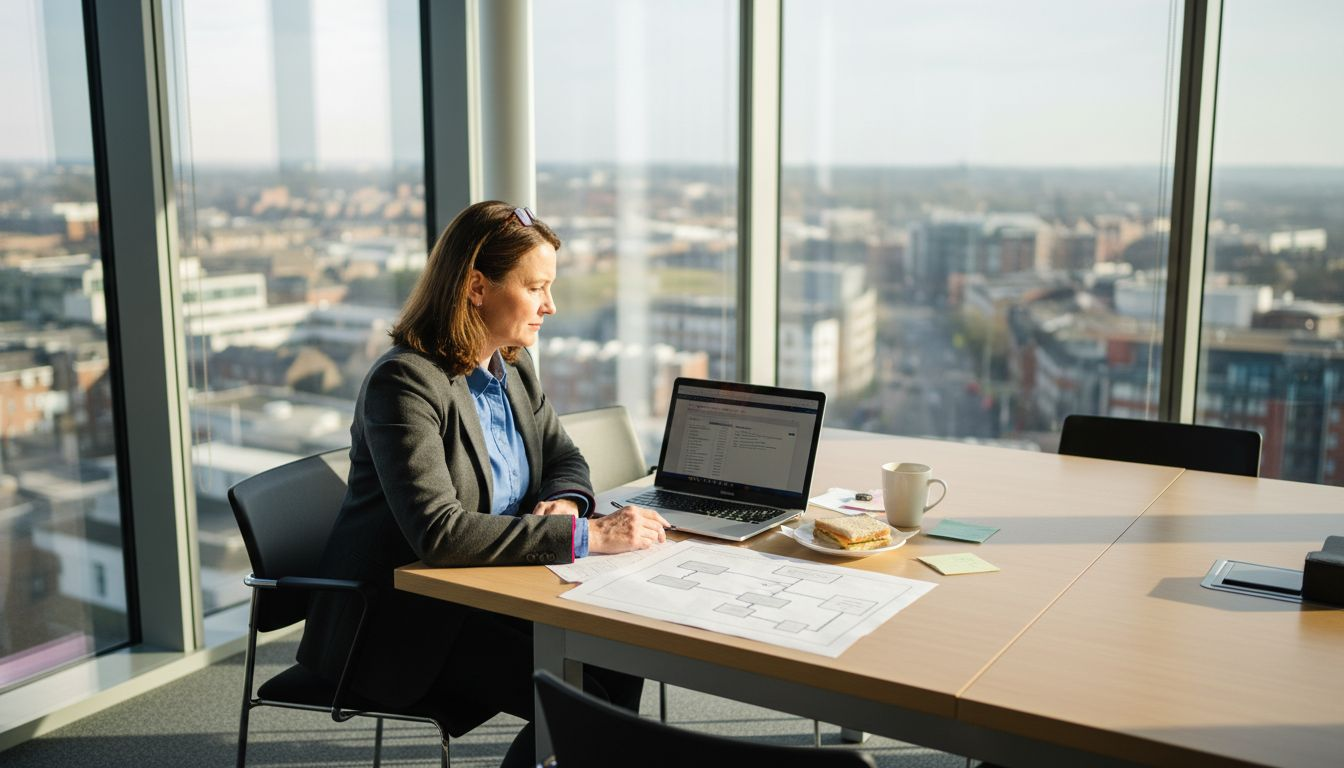 IT professional reviewing ecommerce audit in office