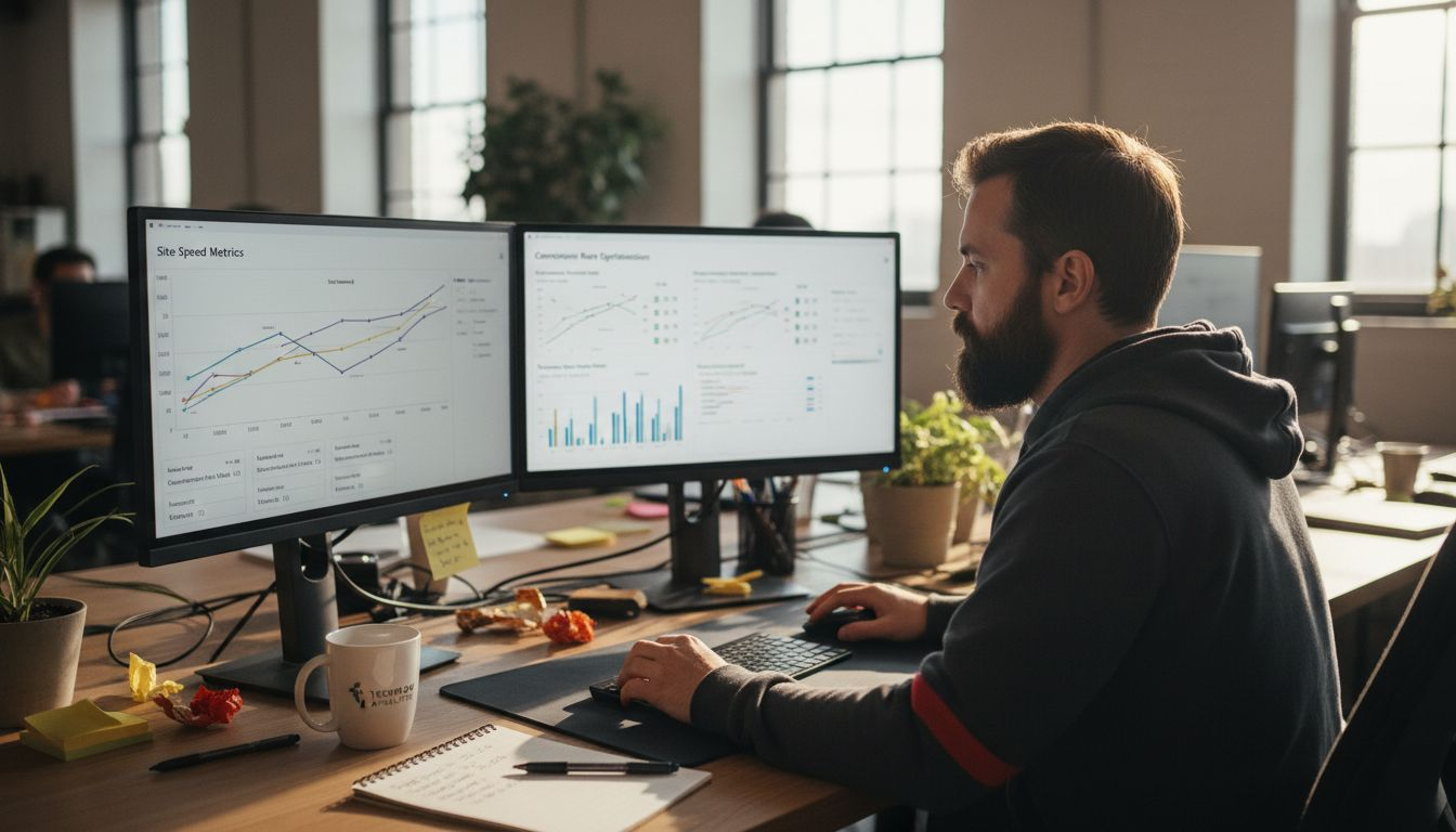 Monitoring website performance on dual screens