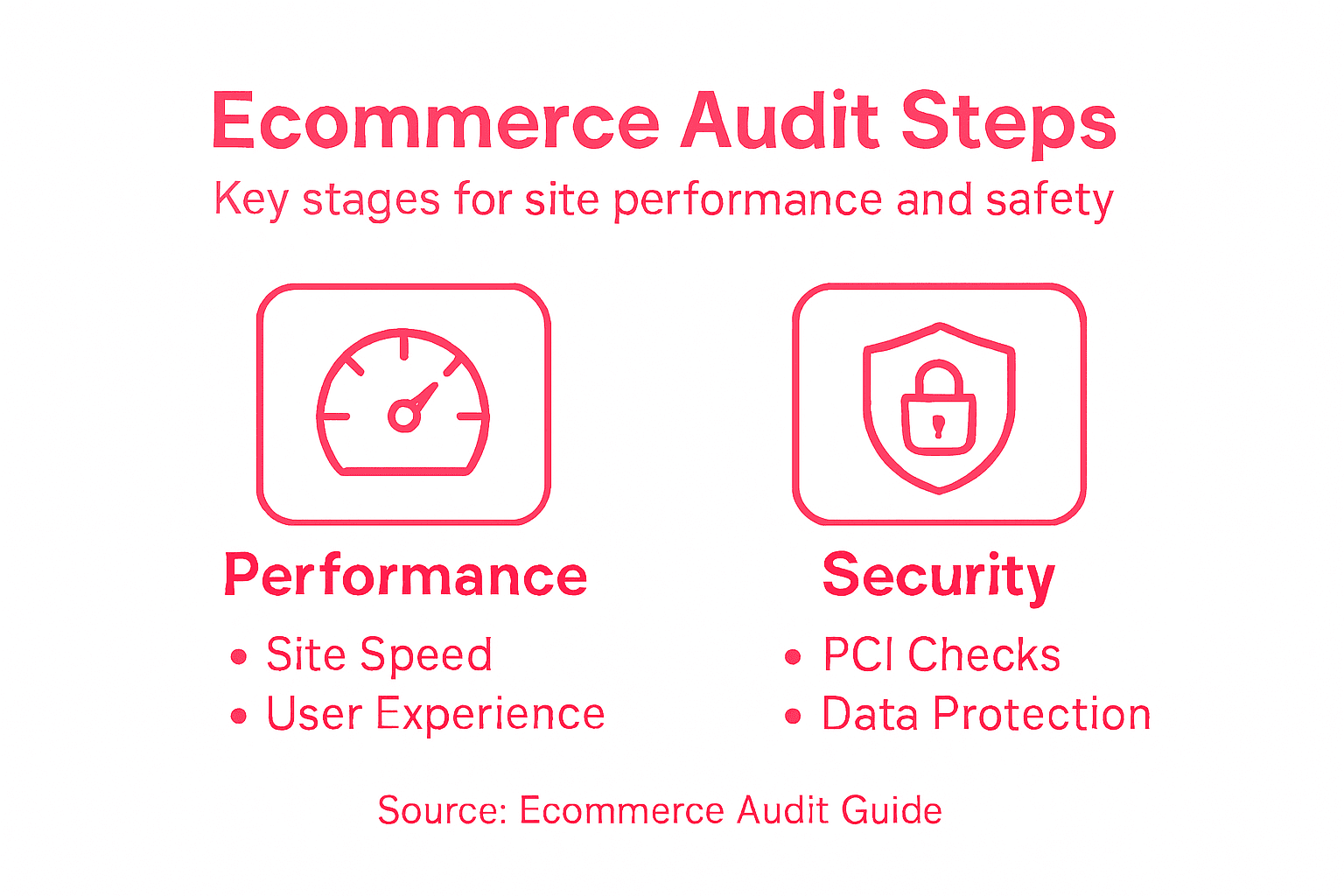 Infographic summarizing ecommerce audit steps