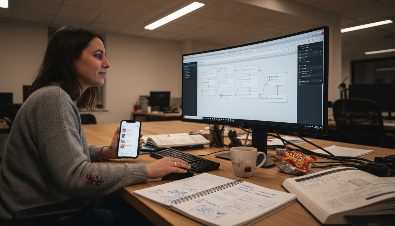 Designer working on ecommerce wireframes