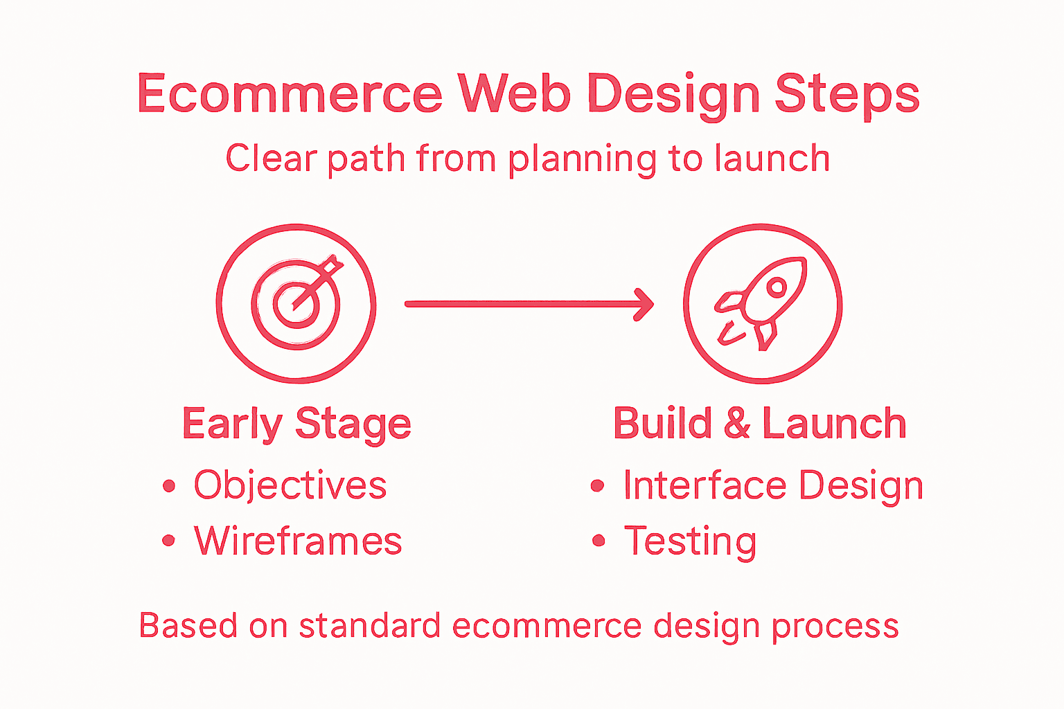 Infographic shows ecommerce web design steps