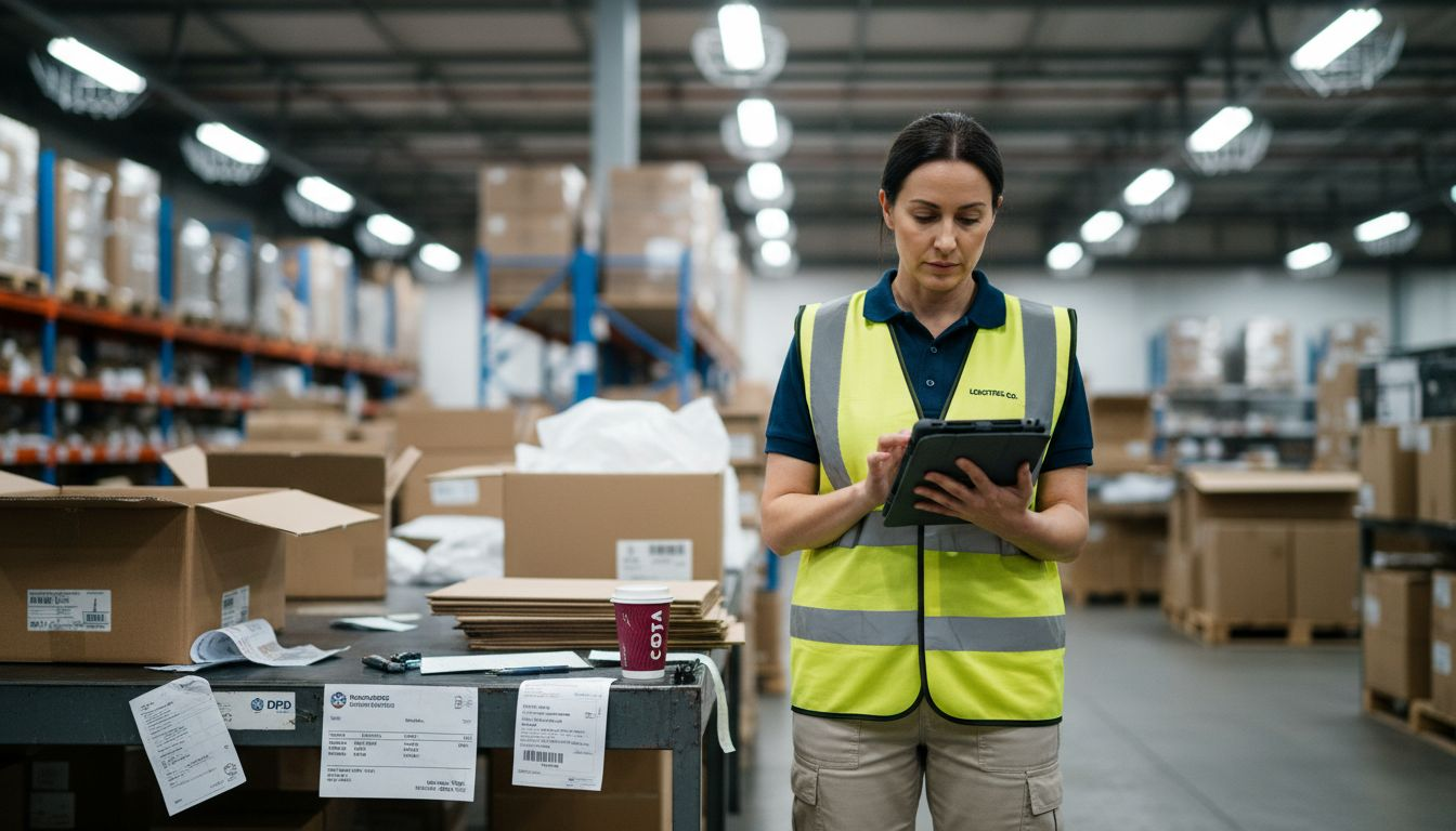 Coordinator reviews ecommerce warehouse operations