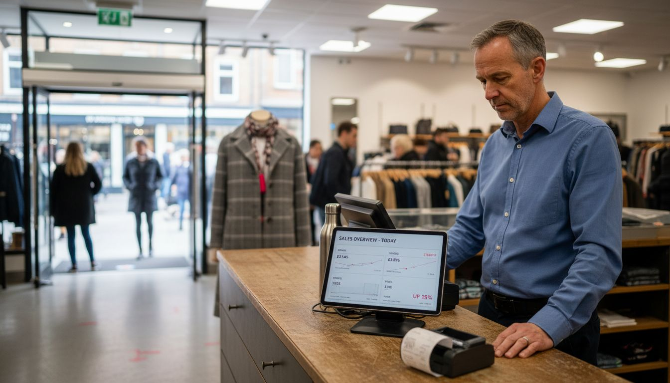 Retail manager checking omnichannel sales dashboard