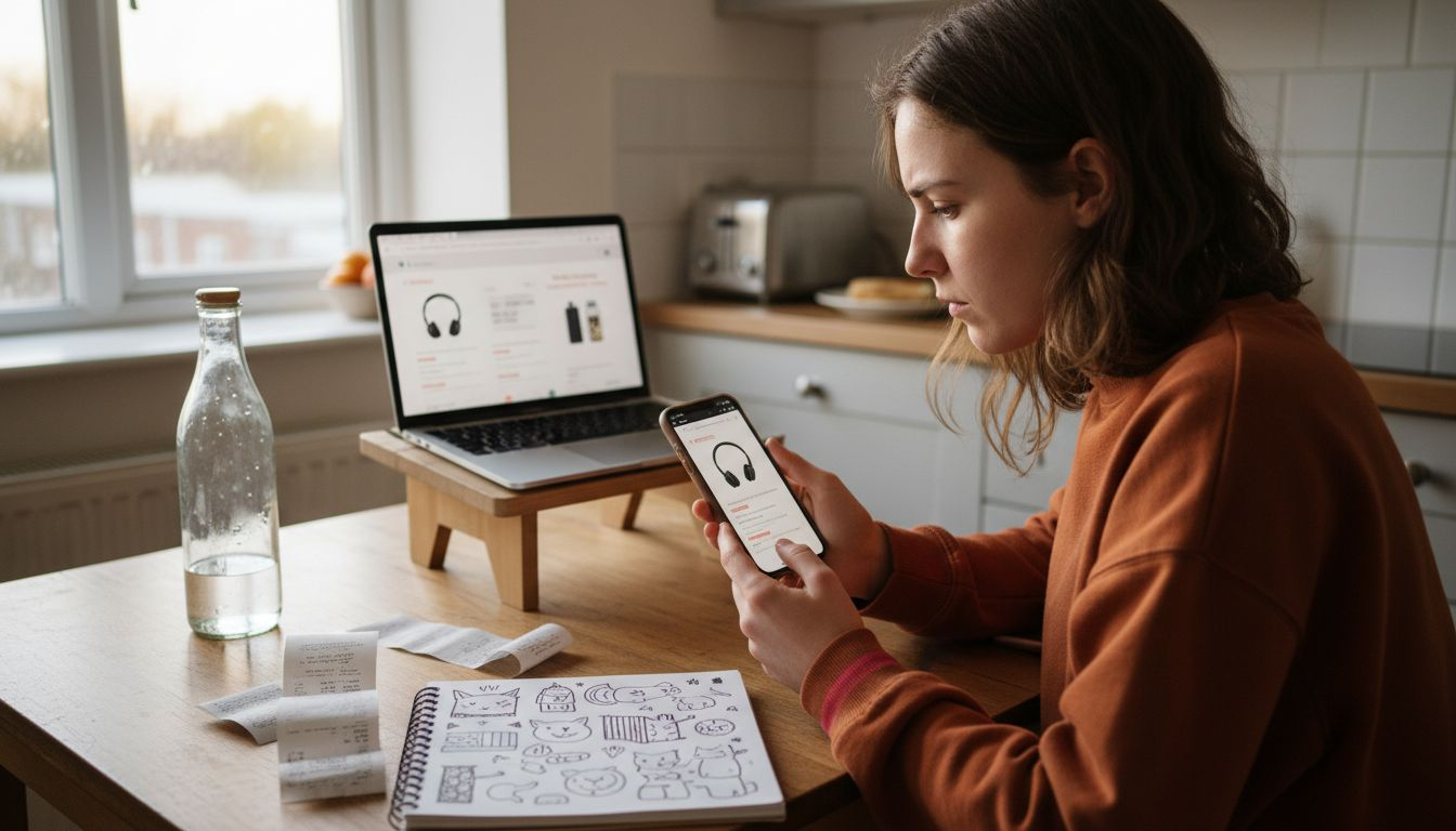 Customer browsing store on phone and laptop