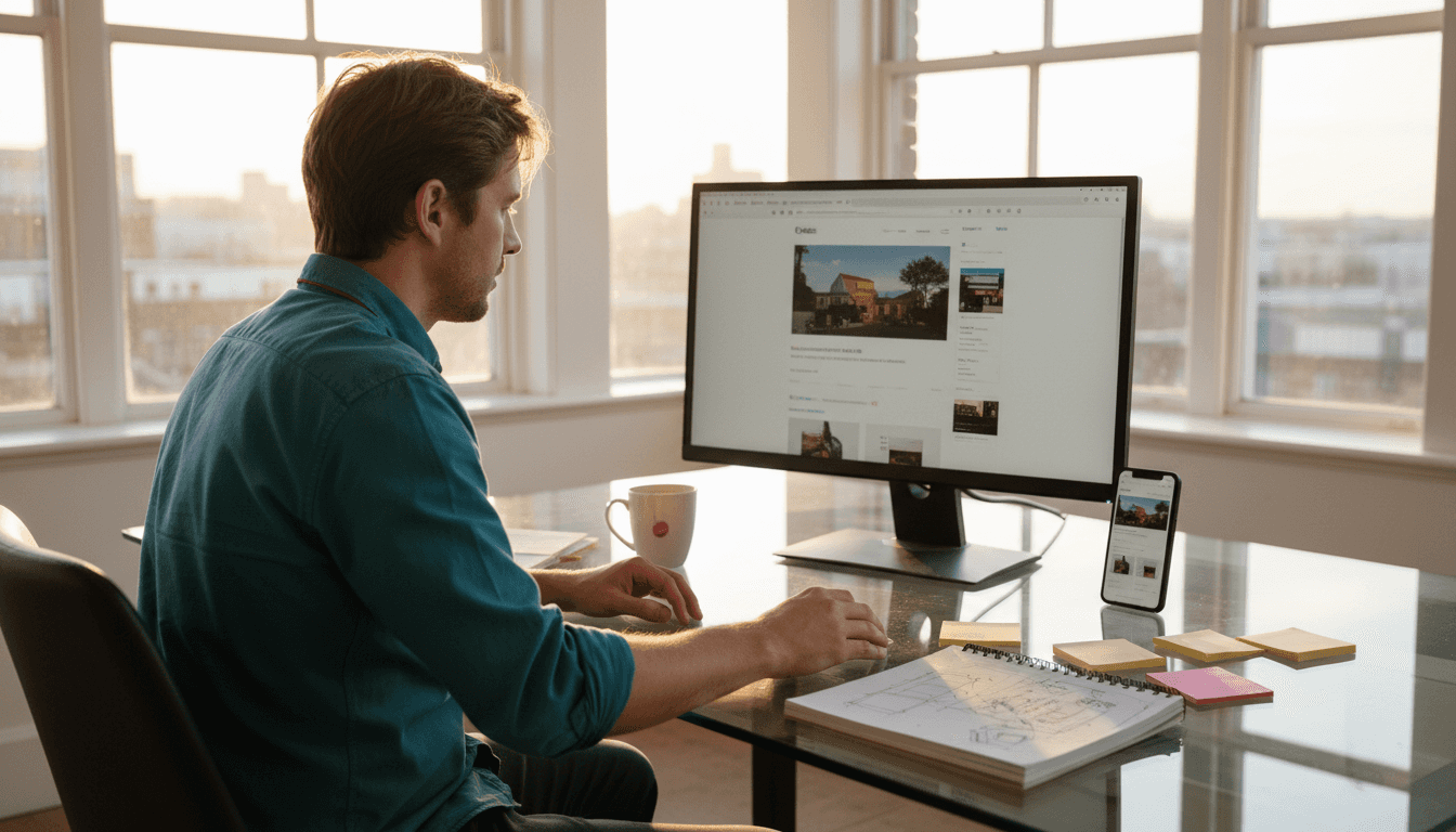 Web designer testing responsive ecommerce site