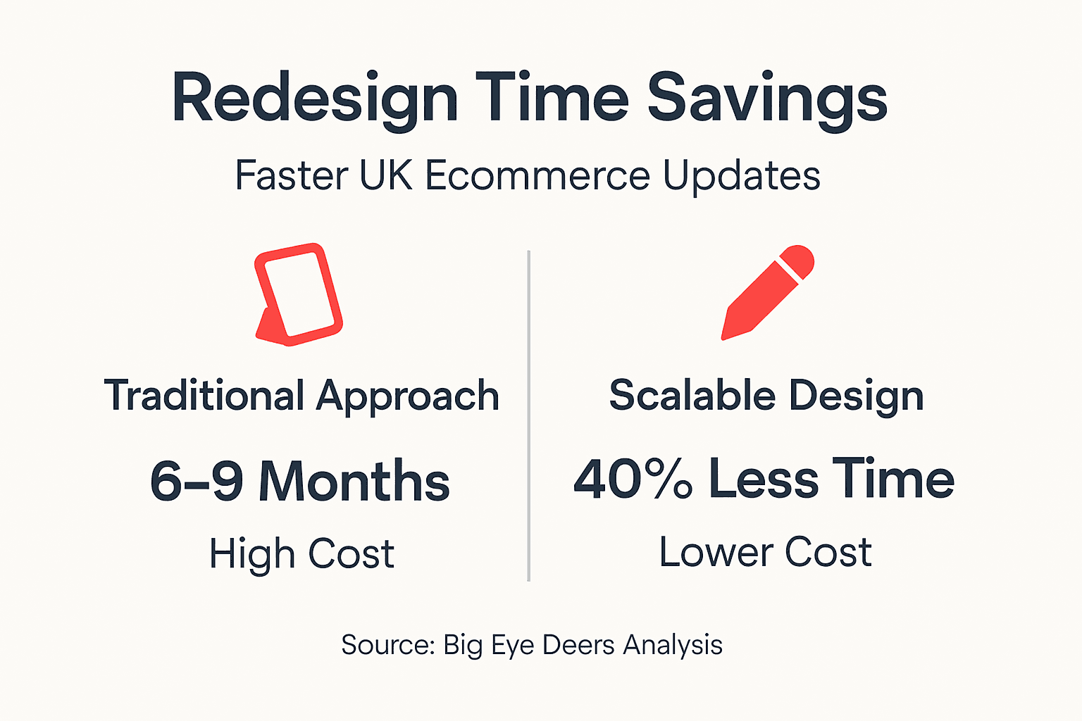 Infographic compares redesign times for ecommerce