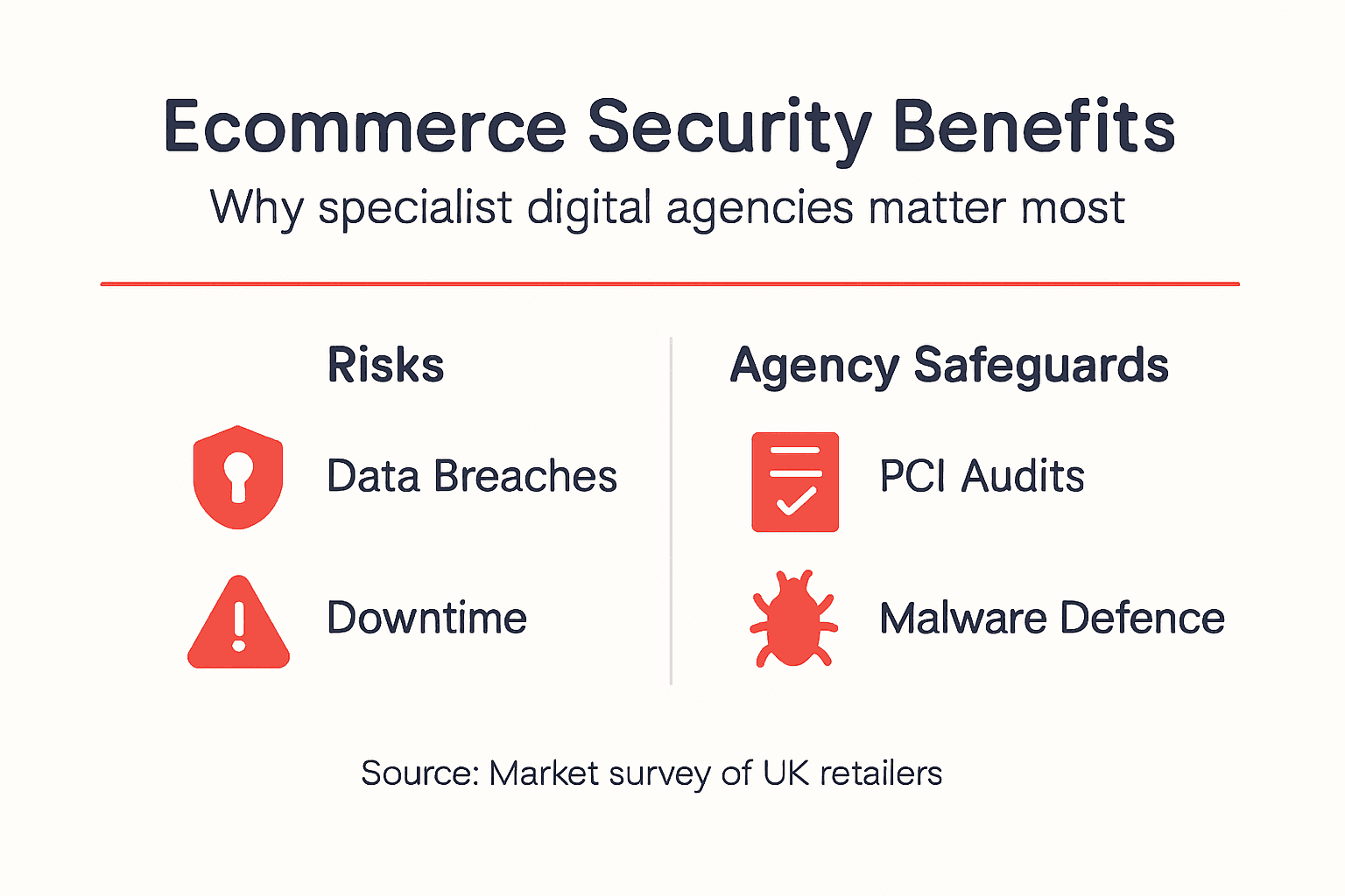 Infographic comparing ecommerce risks and agency safeguards