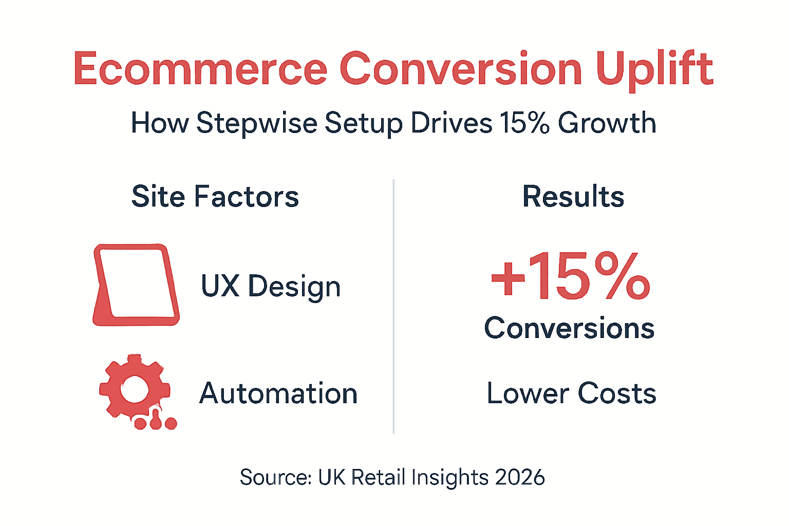 Infographic illustrating ecommerce conversion uplift factors