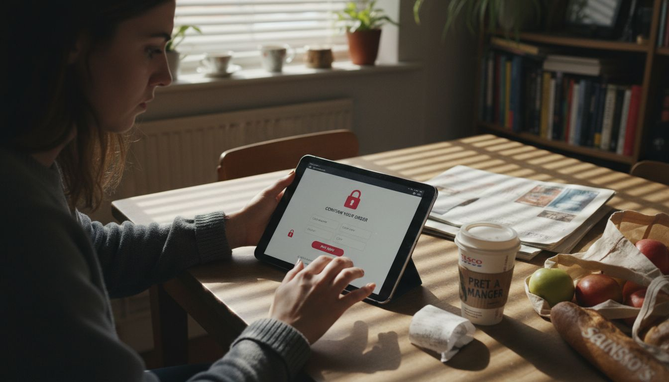 Customer entering secure payment on tablet