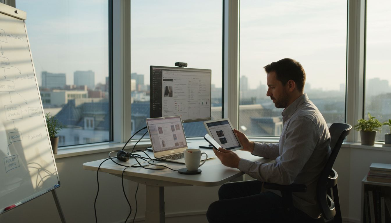 Ecommerce manager testing mobile website design