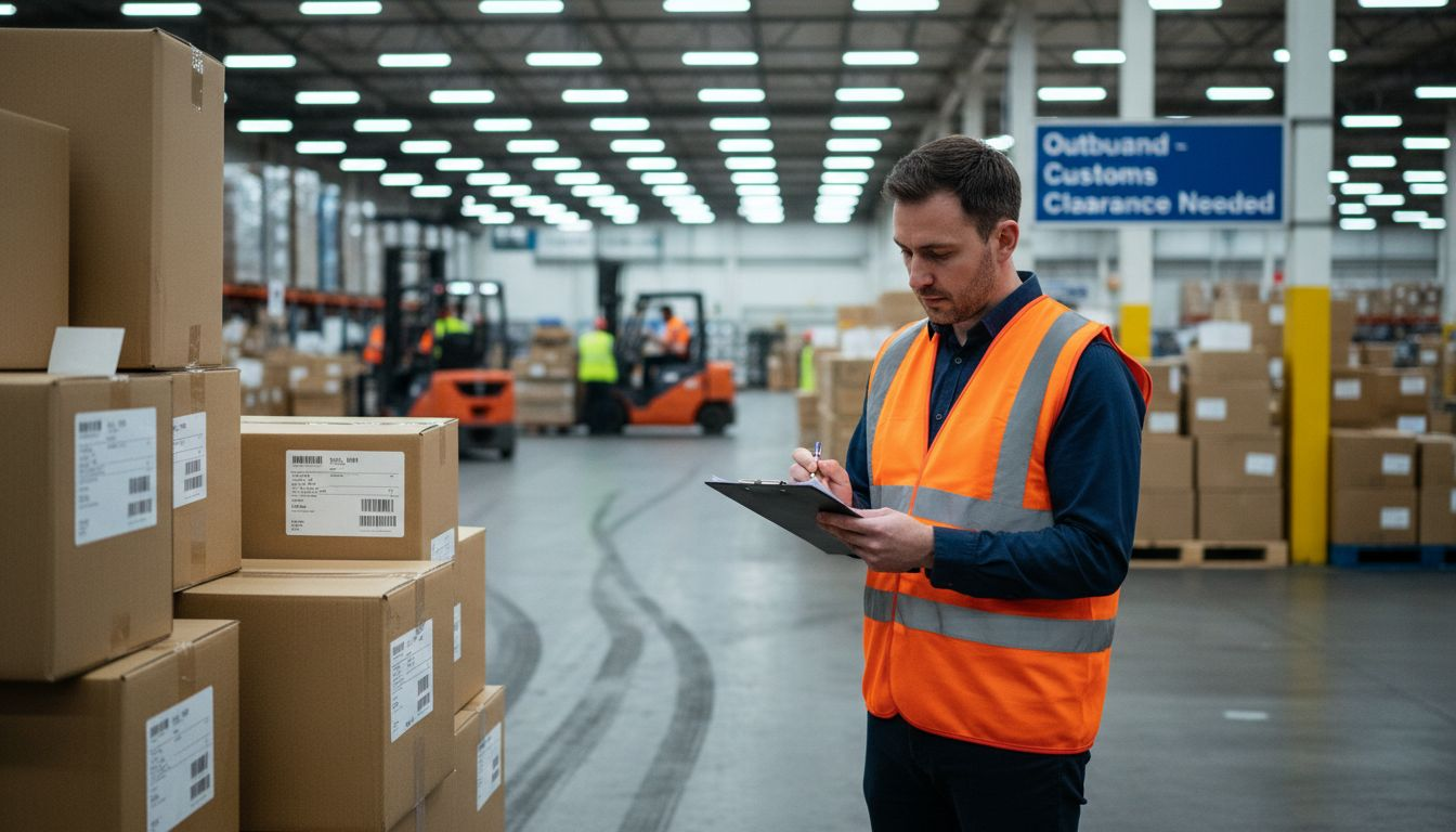 Warehouse manager oversees shipping logistics