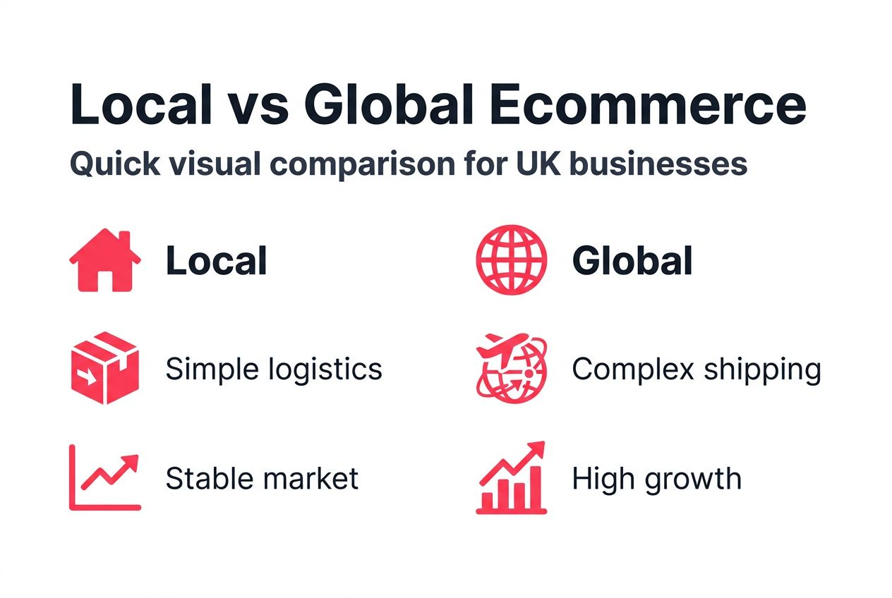 Infographic comparing local and global ecommerce