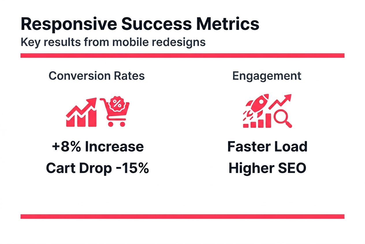 Infographic with mobile redesign success metrics