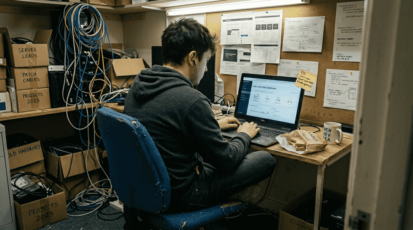 Developer checks site speed on laptop