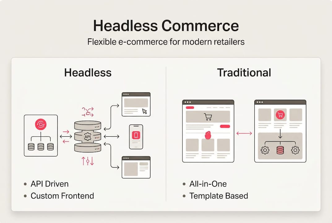 Infographic comparing headless and traditional commerce