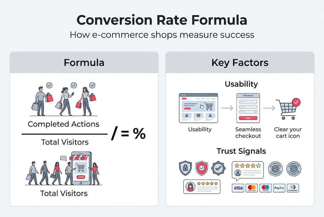 Infographic showing conversion rate basics