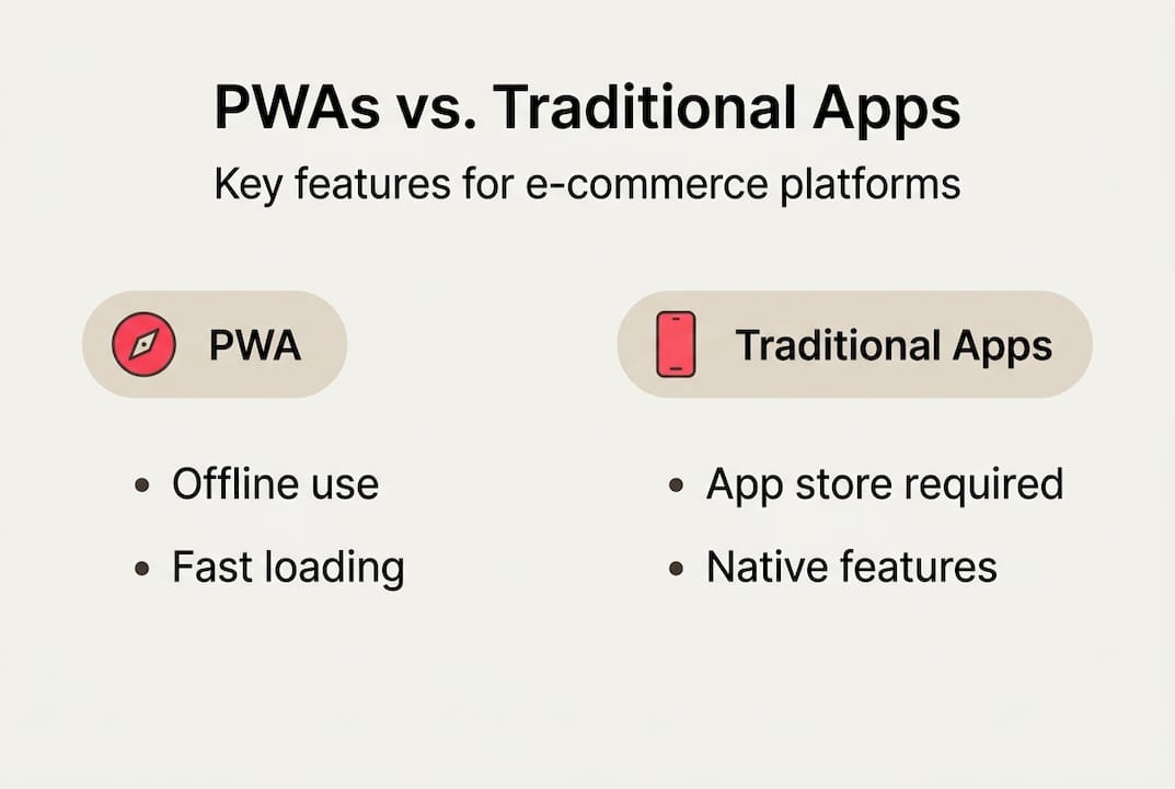 Infographic compares PWA and app e-commerce features