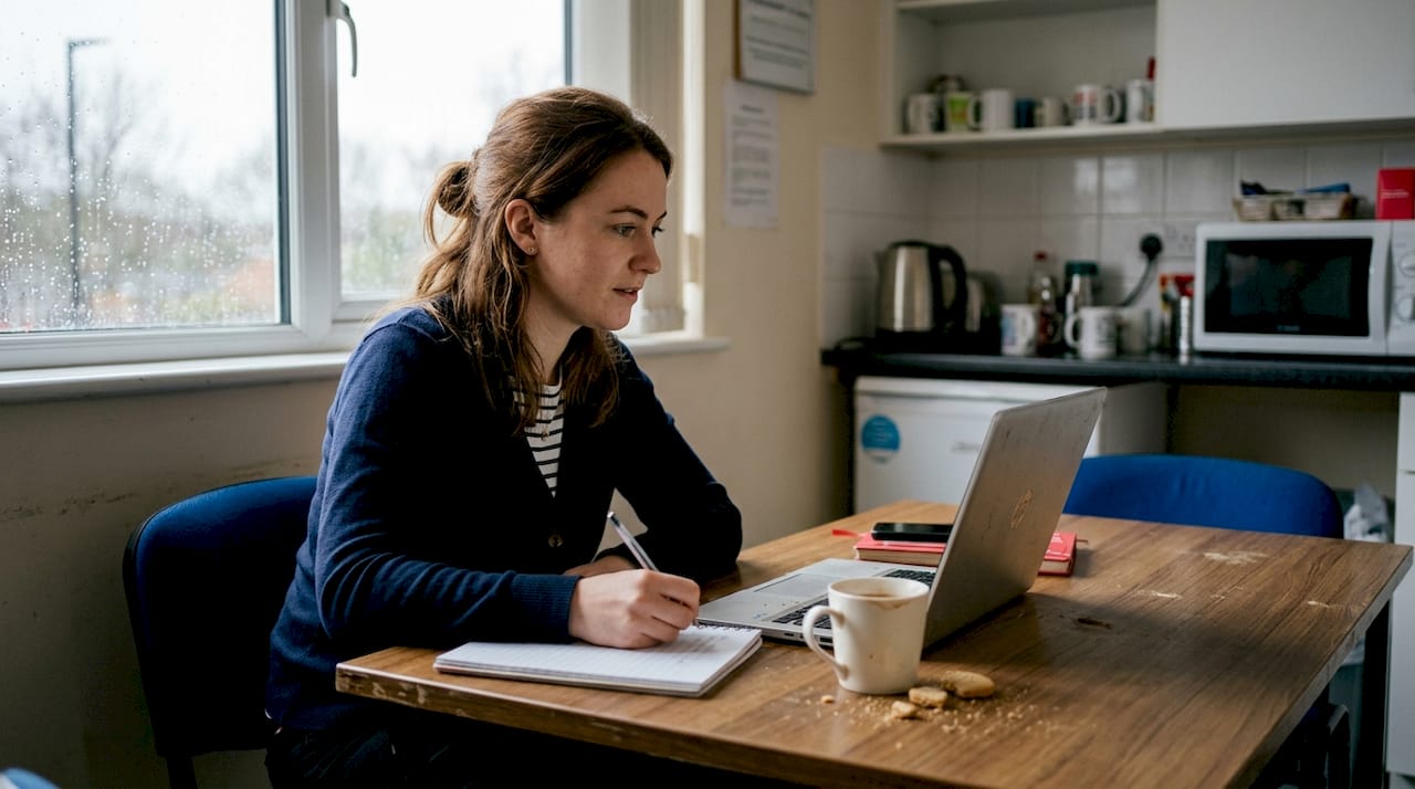 Employee watching phishing training video