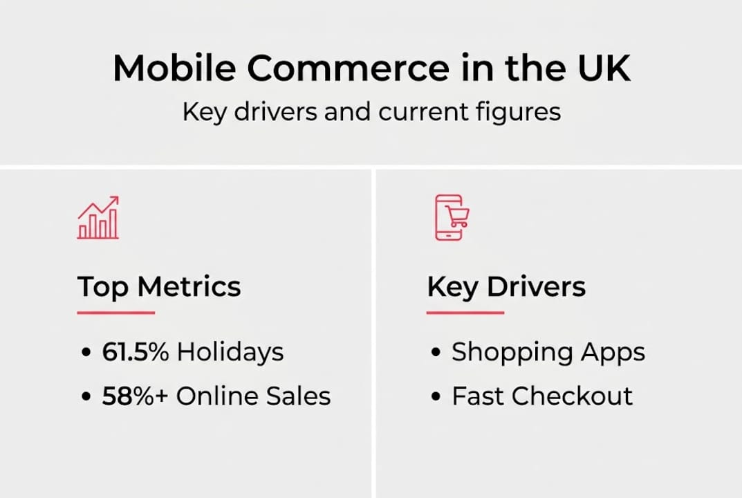 Infographic of UK mobile commerce drivers and stats