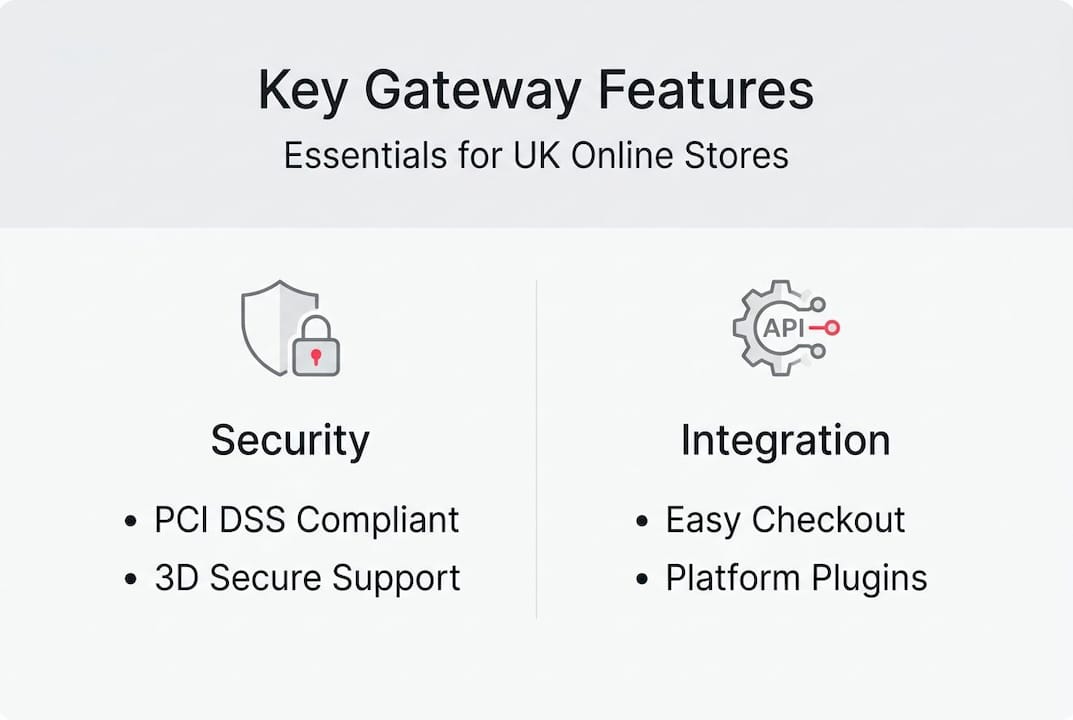Infographic with key secure payment gateway features
