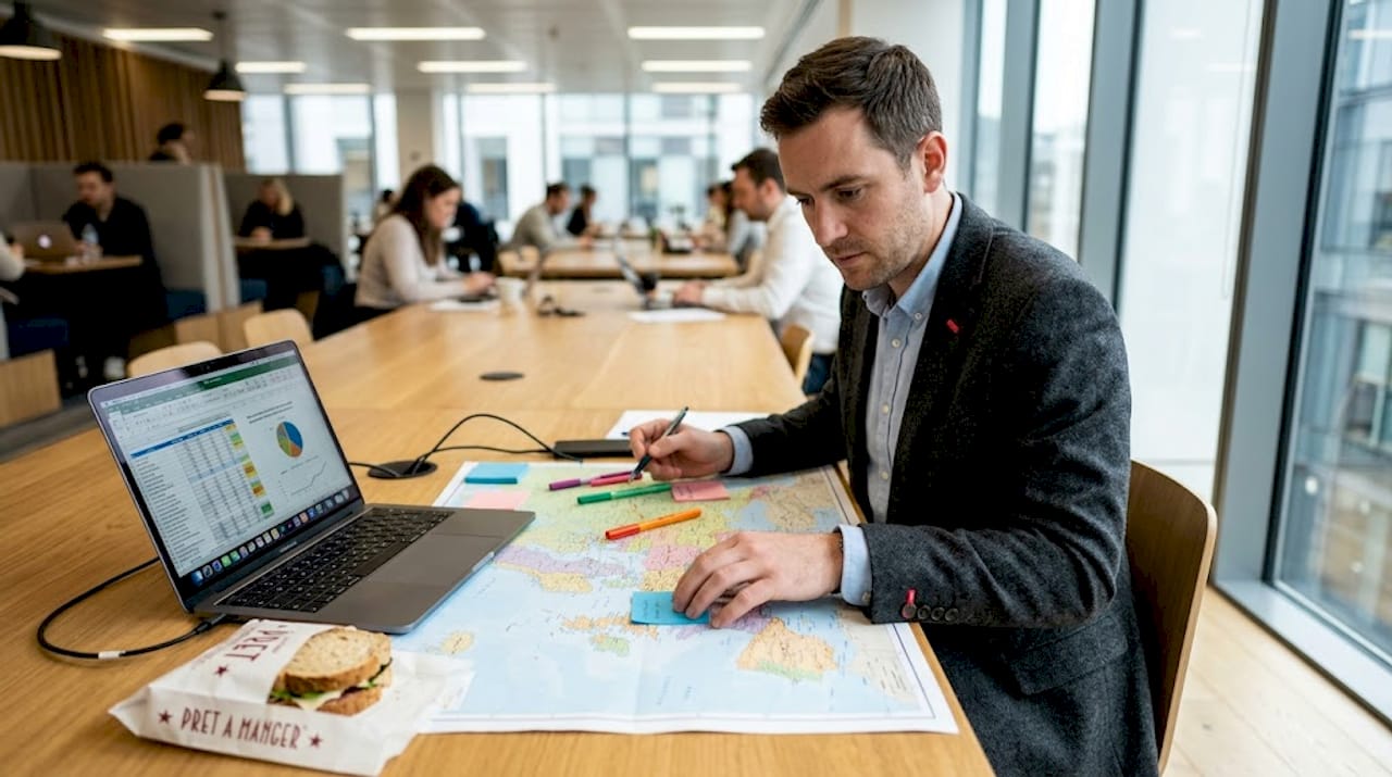 Marketing executive planning European expansion