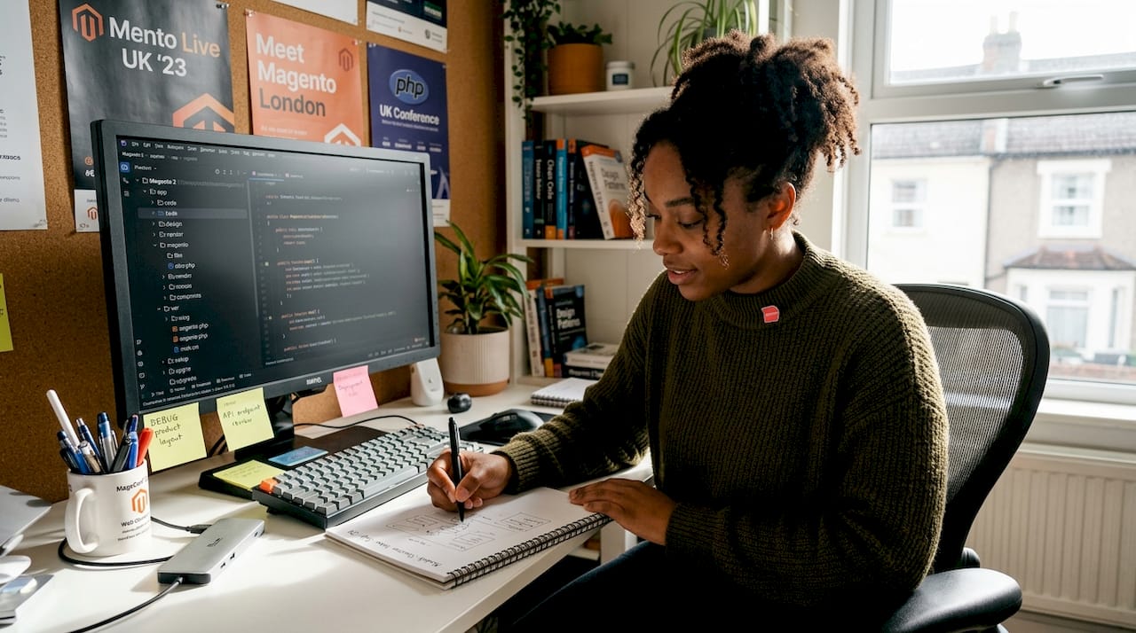 Web developer sketches Magento module workflow
