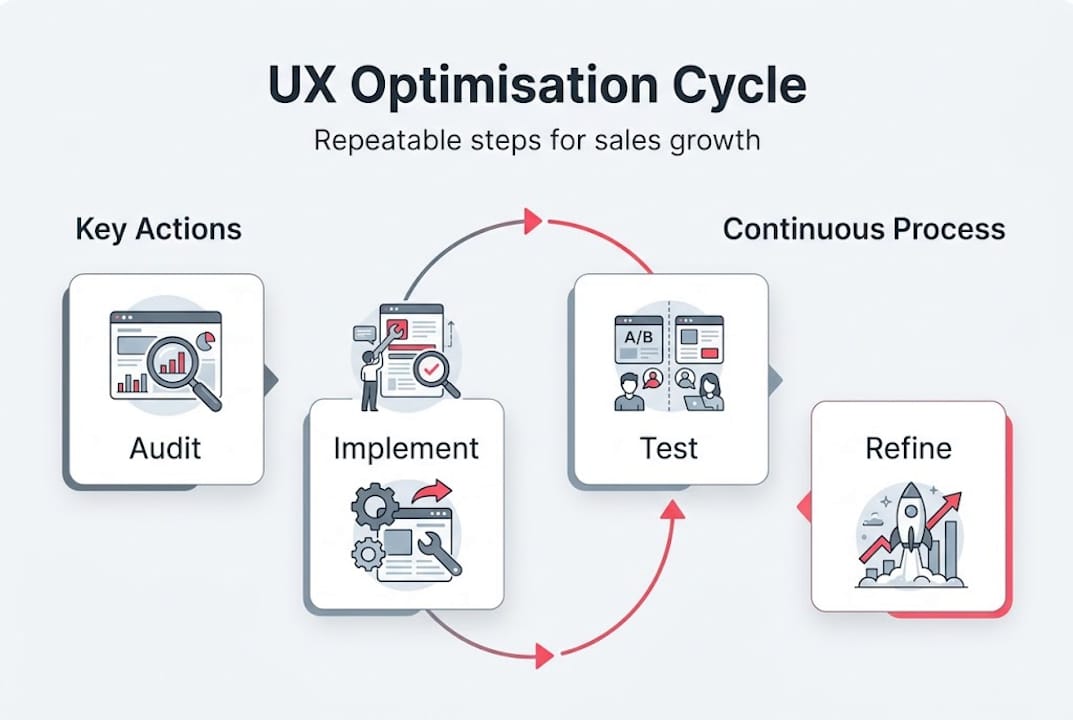 Infographic visualising ecommerce UX optimisation cycle