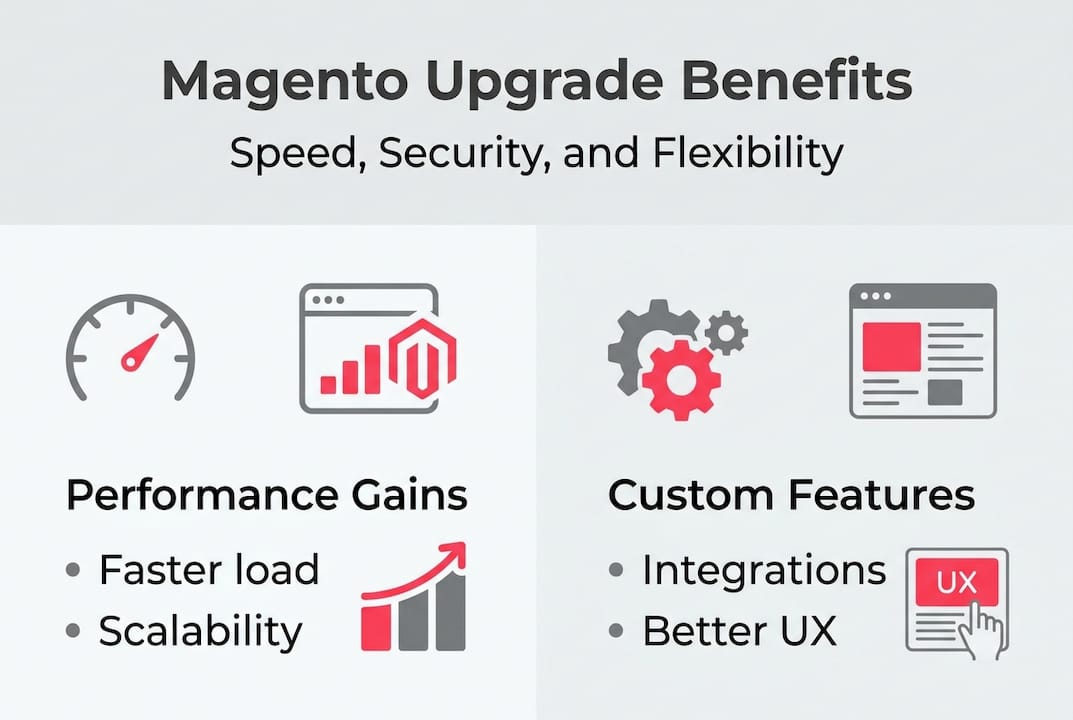 Infographic shows Magento upgrade benefits overview