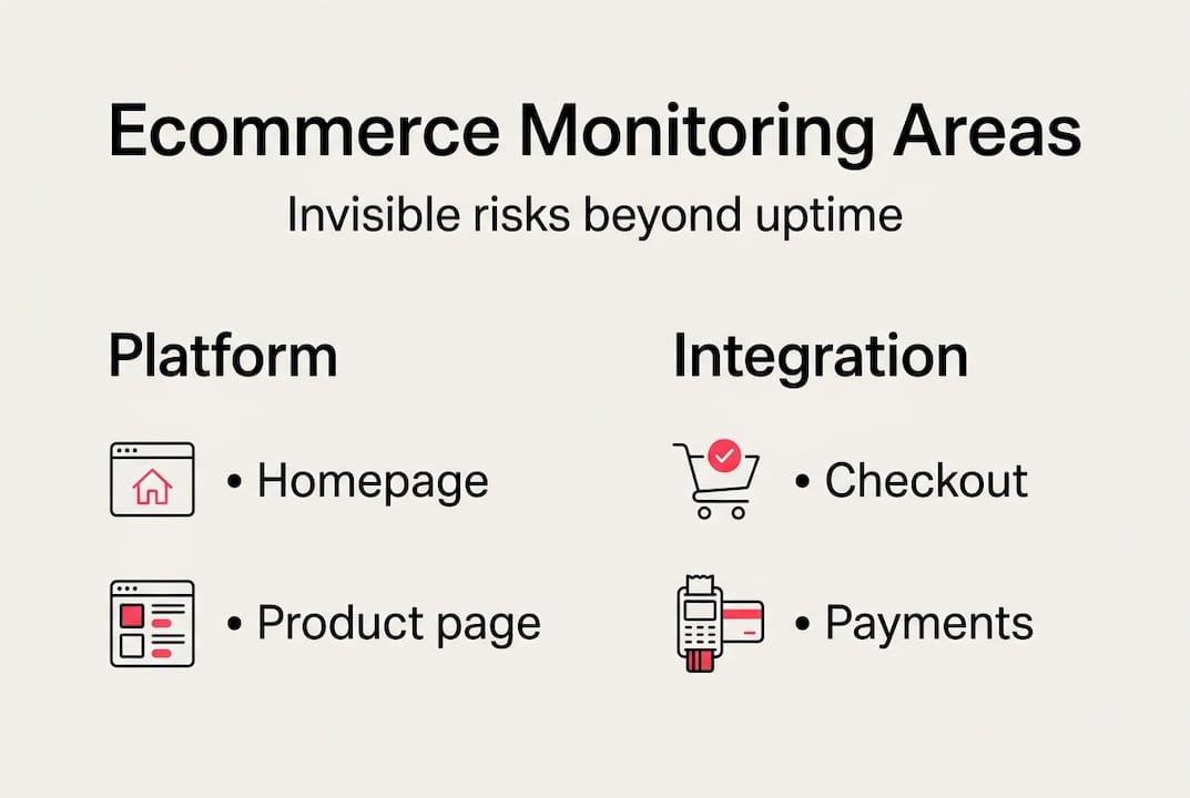 Infographic with ecommerce monitoring areas and risks