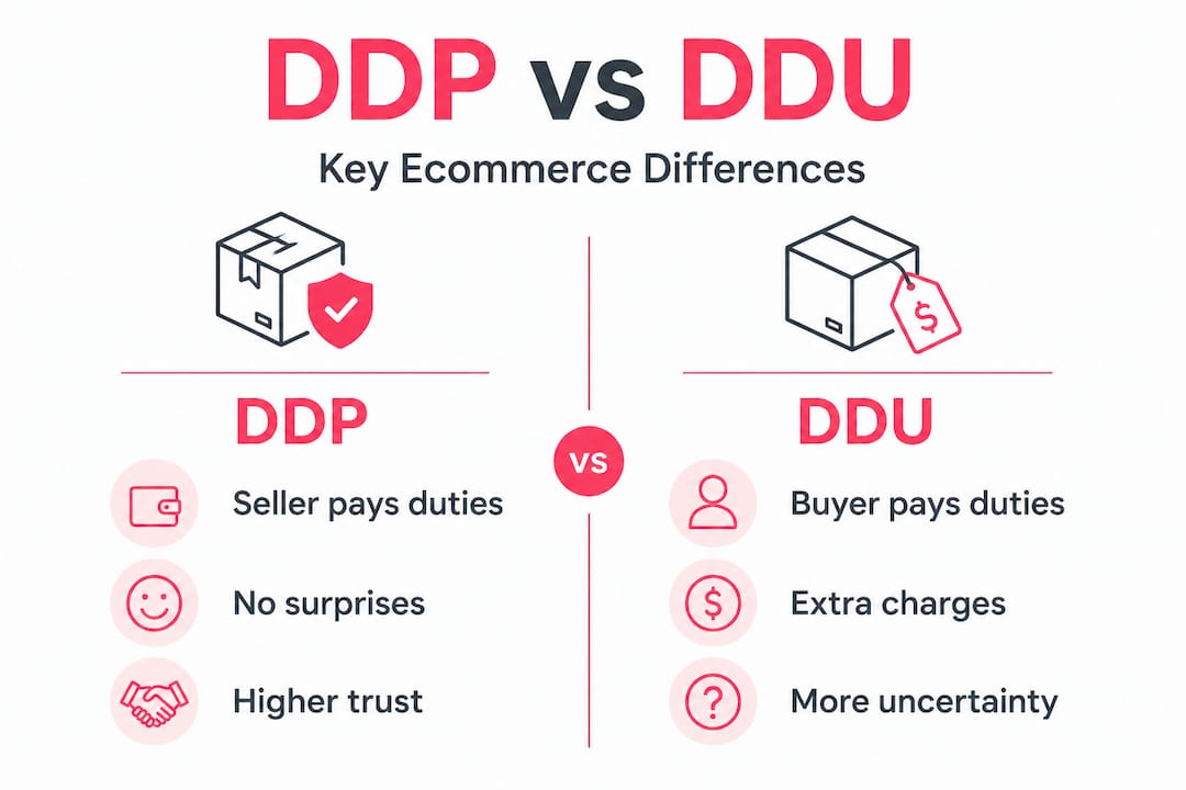 Infographic comparing DDP and DDU for ecommerce