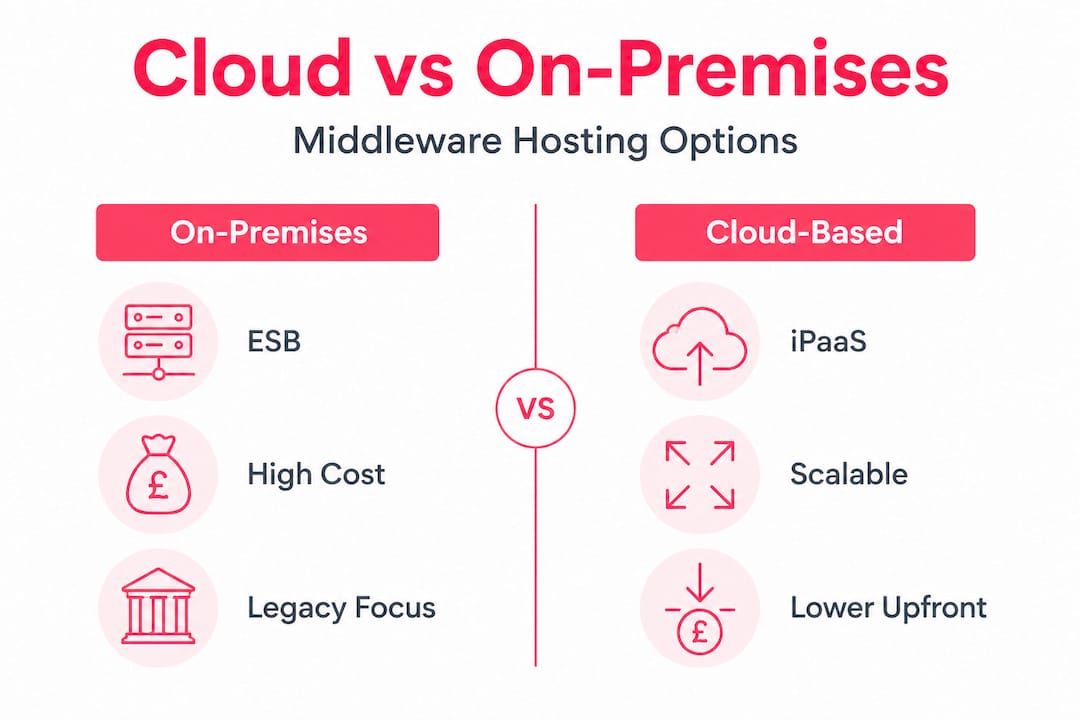 Infographic comparing cloud and on-premises middleware