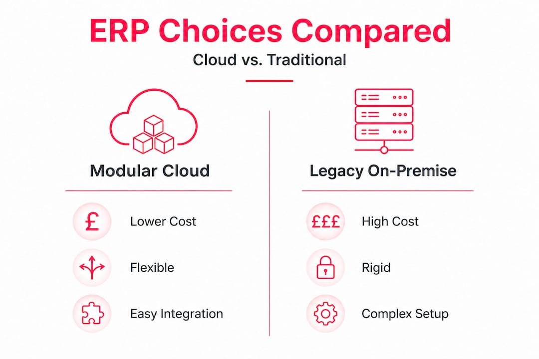 Infographic comparing ERP cloud versus legacy