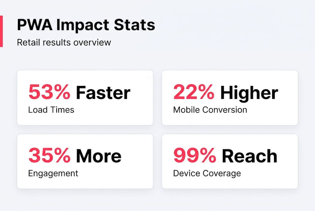 Infographic showing PWA eCommerce key statistics