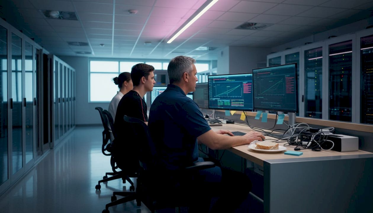 Ecommerce team reviewing server dashboards together