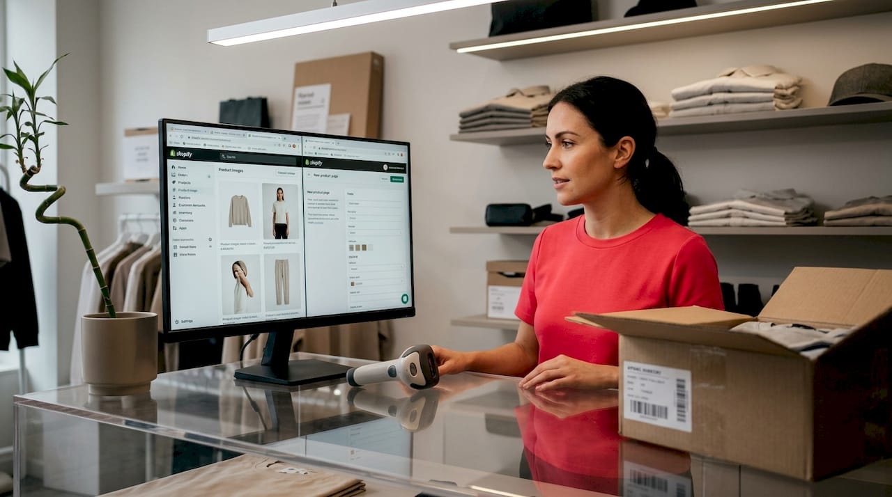 Retailer building Shopify product page in store