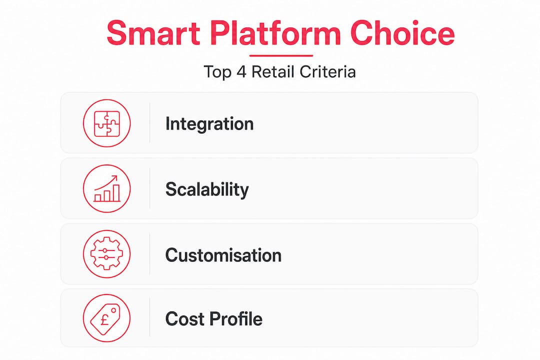 Infographic showing smart platform selection criteria for retail
